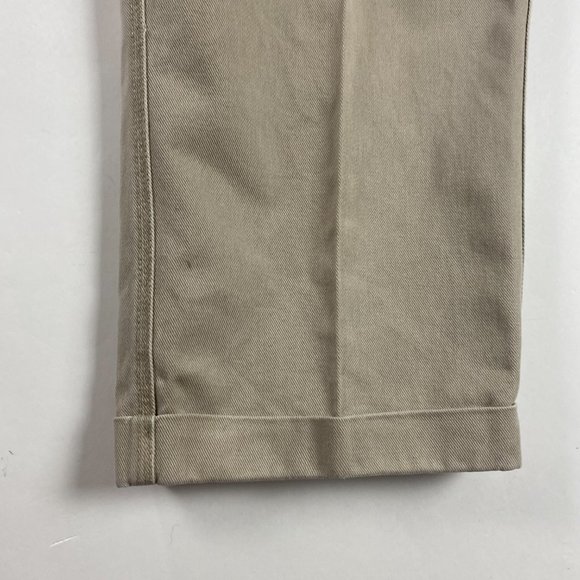 Orvis Zambezi Twill Pants Mens 38 x 29 Khaki Cotton with Leather Trim Cuffed - Picture 5 of 12